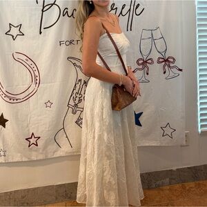 Moon River White Lace Midi Dress